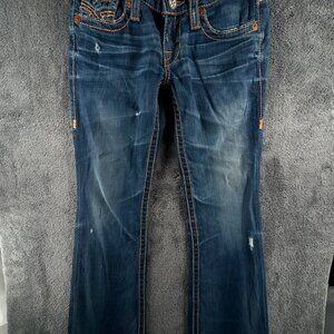 Big Star Liv Denim Jeans 27R USA Made Women Blue Pants Embroidered Western